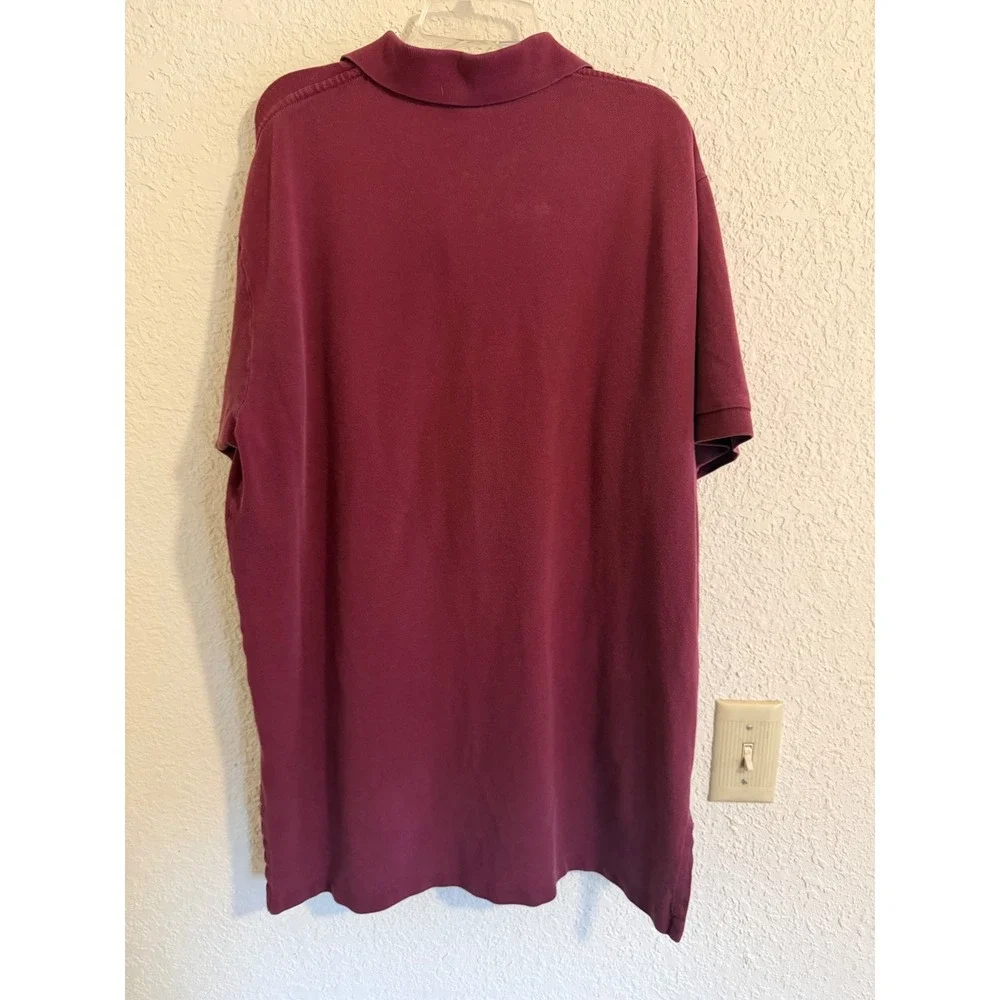 Polo Ralph Lauren Mens Large Burgundy Short Sleeve Pique Cotton Polo Shirt L/G